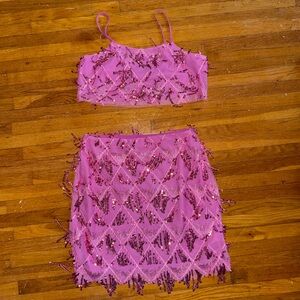 Sincerely Jules Pink Sequin Sparkle Two Piece Set